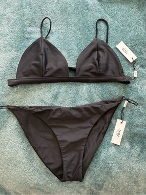 Jade Black Triangle Bikini Set - Minimal Swim Two-Piece